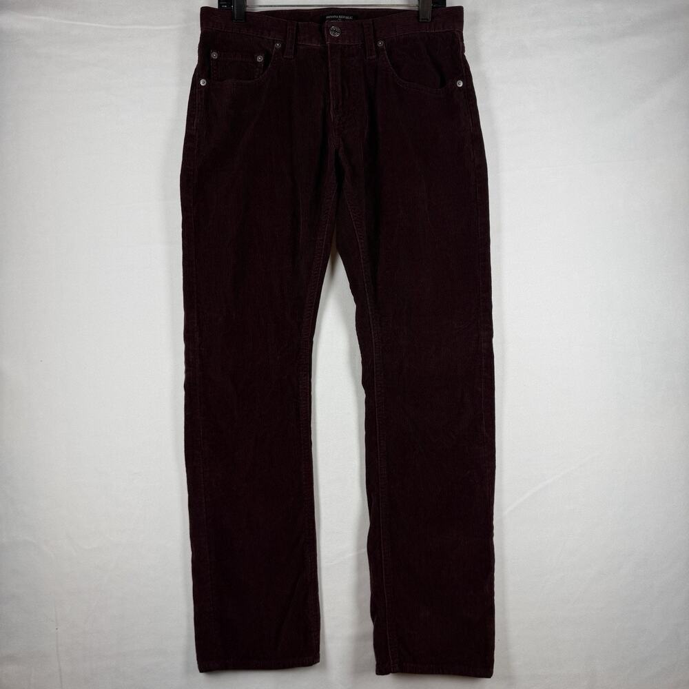 Banana Republic Vintage Straight Corduroy Pants Men's 30x30 Burgundy 100% Cotton